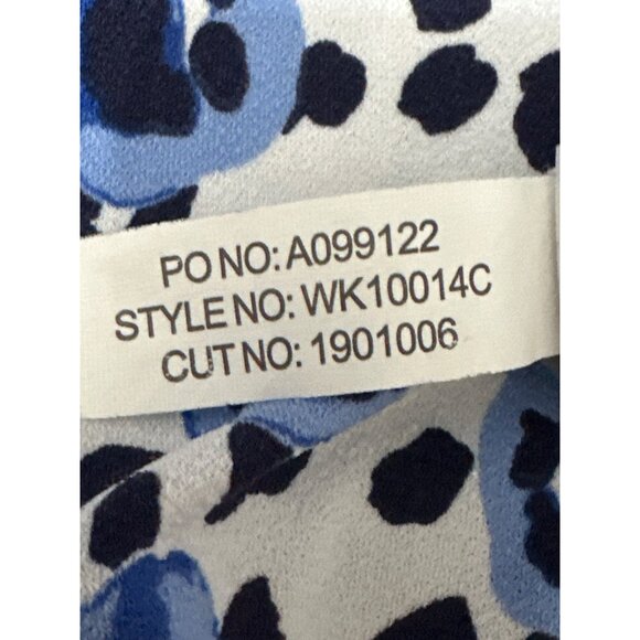 41 Hawthorn Small Blue Black Abstract Leopard Print Wrap Blouse - Picture 11 of 12